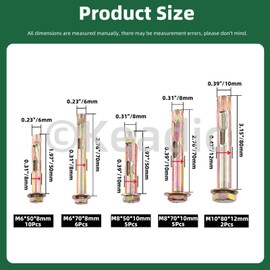 Keadic 28 Pcs Heavy Duty Double Assortment,Expansion Screw Hexagon Expansion Screw,Bolt Anchor(M6/8/10),Heavy Duty Anchor Set for Concrete Brick, Masonry, Hollow Blocks,Threaded Rod(50/70/80mm)