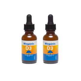 Dúo Pack Vitamina D3 Líquida Sublingual Bioganic | 300 porciones | 400 UI por porción | Sabor Piña | 2 envases de 30 ml
