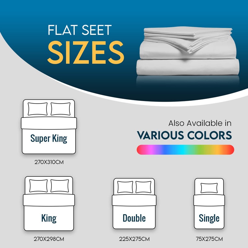 Sunshine Comforts Egyptian Cotton Flat Sheets Breathable, Anti Wrinkle, Fade