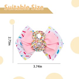 8th Birthday Hair Bows for Girls 8 Year Old Girl Birthday Gift for Daughter Granddaughter 8yr Old Girl Gifts Ice Cream Hair Bow Clips for Little Girls Bday Hair Accessories Pink Bowknot Hair Clip