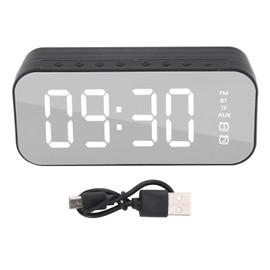 Bluetooth Speaker Alarm Clock Retro Small Multi Functional Desk Subwoofer Mirror Digital Clock for Bedroom
