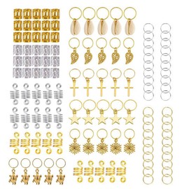nuoshen 120 Pieces Hair Cuffs and Braid Rings, Metal Hair Charms Hair Braiding Beads for Hair Decorations Pendants