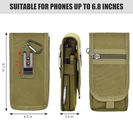 KATOLK Dual Phone Holster, Large Smartphone Pouch, Belt Cell Phone Holder for iPhone 16/15/14 Pro Max & Samsung Phones, Compatible with Power Bank, for Work, Hiking, Camping, Barbecue, Rescue (L)