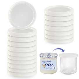 Oui Yogurt Jar Lids - 18 pack Oui Lids for Yoplait Yogurt Container,Sealed against leaks lids for oui yogurt jars (white Clear)