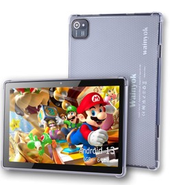 Wainyok 10.1 Inch Android Kids Tablet: 6GB + 64GB 1TB Expand Tableta with 2.0GHz Octa-Core Processor | 5MP + 8MP Dual Cameras, HD IPS Screen, 2.4G/5G WiFi, Bluetooth 5.0, GMS (Clear)