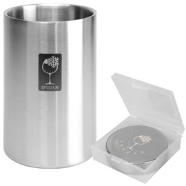 IPUJAN Stainless Steel Wine Cooler, Ice Stone, Cold for 6 Hours, Tabletop, Double Layer, 25.5 fl oz (750 ml), No Need for Ice