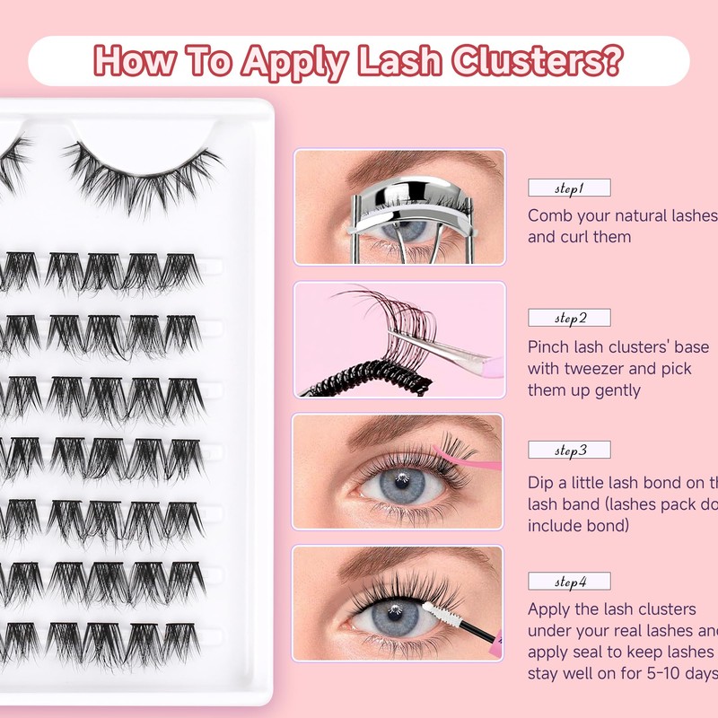 Cluster Lashes Eyelash Extensions Mixed 9-13 mm Individual Eyelashes D