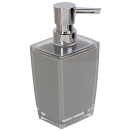 Home Basics Acrylic Plastic 10 oz. Hand Soap Dispenser with Rust-Resistant Brushed Stainless Steel Pump, Grey (1)