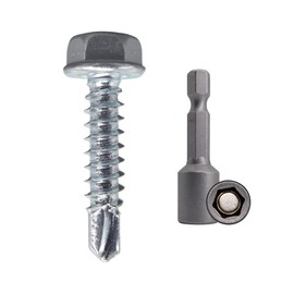 Pack of 100 DIN 7504 K Galvanised Steel 4.2 x 19 mm Screws Self-Drilling Tapping Screw Hex Washer Self-Tapping (100, 4.2 x 19 mm)
