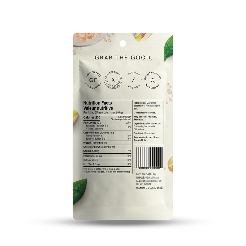 Handfuel Himalayan Salt Roasted Pistachios Snack Pack (40g Per Pouch),