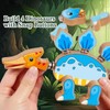 HUZU Dinosaur Building Blocks, Wooden Dino Snap Blocks, Snap Dinosaur