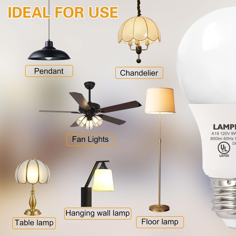 LAMPHOME 12-Pack Cool White LED Bulbs - Energize Bedroom &