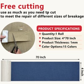 Gheeidau Linen Repair Tape 4x70 Inch Self-Adhesive Couch Patch Repair Fabric Patch for Furniture,Sofas,Cushion,Chairs,Bags,Linen Goods(Dark Blue)