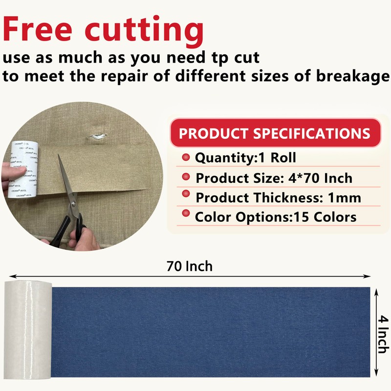 Gheeidau Linen Repair Tape 4x70 Inch Self-Adhesive Couch Patch Repair