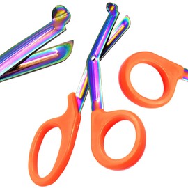 AAProTools Heavy Duty Military Style Trauma EMT Shears Multi Rainbow Color Bandage Scissors - Ideal for Paramedics, EMTs, Nurses, Students (Orange)