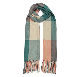 Oak & Tea Ladies Scarves Winter Warm Tartan Shawls Cashmere Feel Wraps, Scarf Gifts for Women (Green)