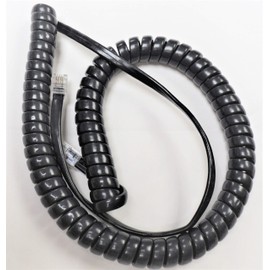10-Pack of Mangan (Dark Charcoal Gray) 9 Ft Short Handset Cord Compatible with Siemens Phone OptiPoint OptiSet OpenStage Economy Standard Advance Receiver Curly Coil 4p4c 10" Tail / Leader Lot