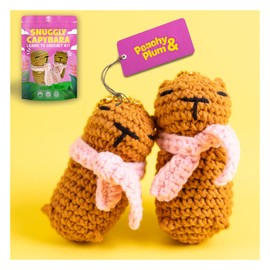 Snuggly Capybara Beginner Crochet Kit – Learn to Crochet a Cute Capybara with Scarf – Complete Animal Crochet Kit with Yarn, Hook, Keychains & Video Tutorials – DIY Gift for Teens & Adults