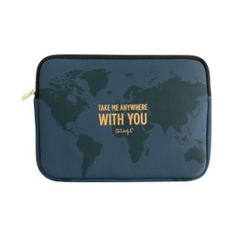 Mr. Wonderful Universal 11 Inch World Map Case with Typography Take Me Anywhere with You Padded and Reinforced Zip Closure