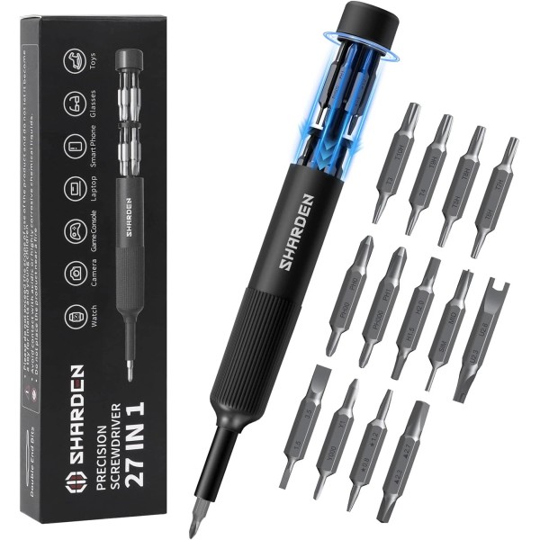 Sharden 27-in-1 Precision Screwdriver Set Multi Bit Small Black