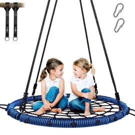 Trekassy Trekassy 750lbs 40 Spider Web Saucer Tree Swing for Kids Adults, Outdoor Net Swing with Steel Frame and 2 Hanging Straps-Blue