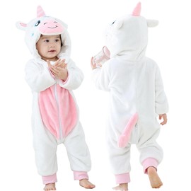 MICHLEY Unisex Baby Boy Girl Hooded Romper Winter Animal Cosplay Jumpsuit Outfit, White, 19-24months, Size 100