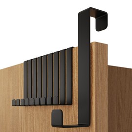 4smile Door Hooks, Set of 10, Black, Stainless Steel Door Hooks for Hanging, Universal Use, Door Coat Rack for Hanging, Solid Clothes Hooks, Door, Door Hook Rail for Hanging