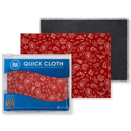 Quick Cloth Microfiber Glasses Cleaning Cloths – 5x7, Paisley Red, 2 Pack with Case | Double-Sided Lens Cleaner for Eyeglasses, Camera, Screens & Glass | Reusable Microfiber Glass Polishing Cloths