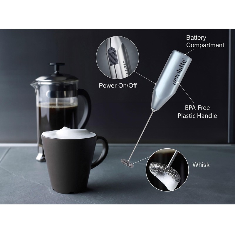 Aerolatte Steam-Free Milk Frother, Satin Finish, 18/8 Stainless Steel Whisk,