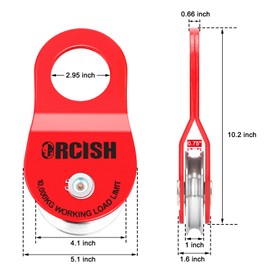 ORCISH 10 Ton Snatch Block, 22,000 LBS Capacity Block and Tackle Pulley System, Work with 0-3/4” Rope, Winch Hook Accessories, Heavy Duty Offroad Recovery Accessory for Truck, Tractor, ATV & UTV