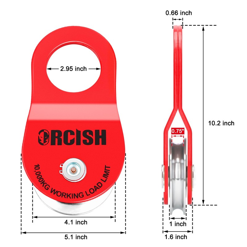 ORCISH 10 Ton Snatch Block, 22,000 LBS Capacity Block and