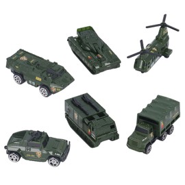 Diecast Military Vehicles 6 Pack Army Toys Assorted Transporter Tank Helicopter Armored Car for Boys Kids Age 3+