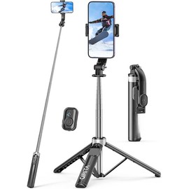 Selfie Stick & Phone Tripod, All in 1 Selfie Stick Tripod with Remote, Phone Travel Tripod Stand for Video Recording, Live Streaming, Photograph, Group Photo, Vlog Compatible with All Cellphones - Color: Red, Size: 51in-Aluminum Pole