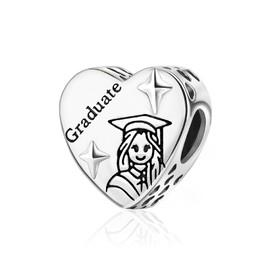 Simphman 2024 Graduation Charms Dangles Made of 925 Silver for Bracelets and Necklaces, Graduation Gift for Women, Girls, Family and Friends, Cubic Zirconia
