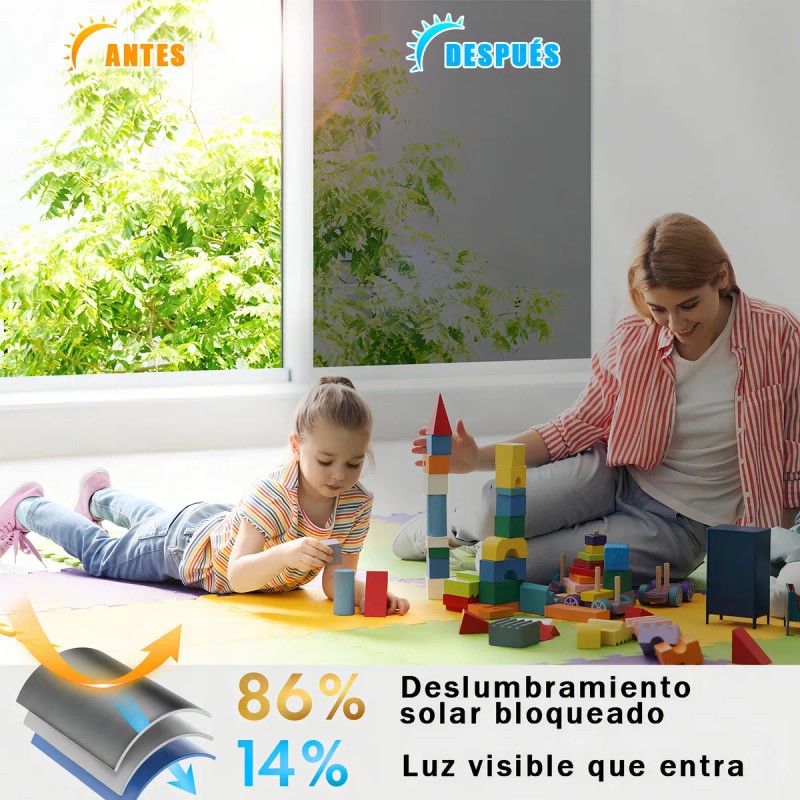 Película Espejo Privacidad Briofox 90x500cm Aislante Térmico Protección UV