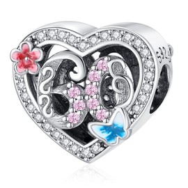 Annmors 925 Sterling Silver Charms 60 Years Love Birthday Charm fit European Bracelets,Number Charms with 5A Cubic Zirconia Christmas Valentine Mother's Day Birthday Gift for Women