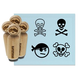 Pirate Jolly Roger Skull Crossbones Rubber Stamp Set for Stamping Crafting Planners - 1 Inch Medium