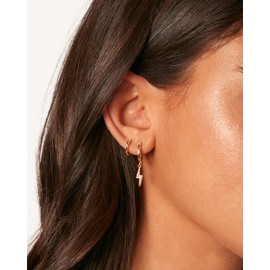 PAVOI 14K Gold Plated S925 Sterling Silver Post Lightweight Drop Dangle Huggie Hoop Earrings for Women | Star, Lock, Pearl, Cross, Lightening, Coin | Dainty Earrings, Yellow Gold, Cubic Zirconia