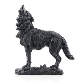 Wisifayardin Estatua y figura de lobo aullador negro para decoración del hogar