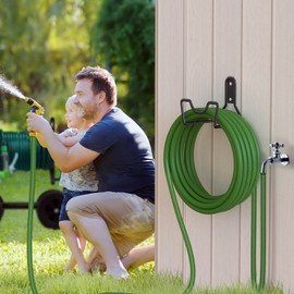 Bomclap Metal Hose Holder Garden Hose Holder Wall Mounted for Garden Hose (Black)