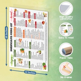 Diverticulitis Food List Poster, 12"x18", What to Eat, What to Avoid, Digestive Gut Health, Food Guide Grocery - Frame not Included
