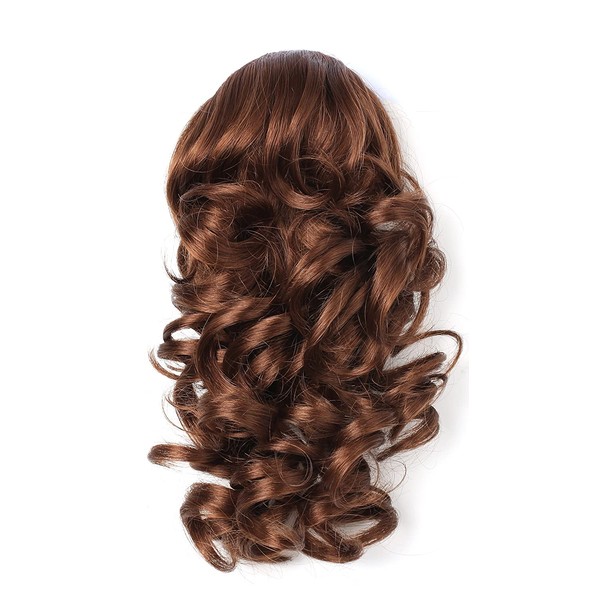 Onedor 12" Synthetic Fiber Natural Textured Curly Ponytail Clip In/On Hair Extension Hairpiece (30# - Reddish Brown)