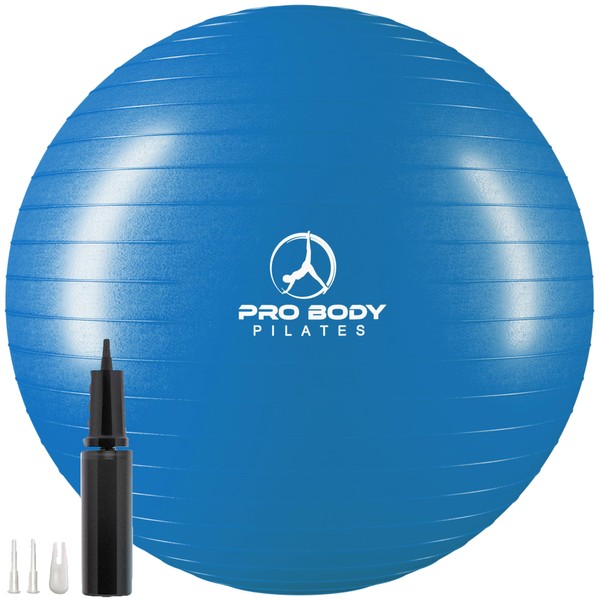 ProBody Pilates Ball Exercise Ball, Yoga Ball Chair, Multiple Sizes Stability Ball Chair, Gym Grade Birthing Ball for Pregnancy, Fitness, Balance, Workout and Physical Therapy (Blue, 85 cm)