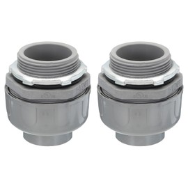 MECCANIXITY Liquid Tight Connector 1-1/2NPT Non-Metallic Liquid Tight Conduit Connector PVC UL Listed PVC Conduit Fitting Electrical Conduit Fitting Pack of 2(Straight,180D)