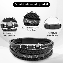 Ernestine - Men's Bracelet Dad Gift Birthday Father's Day Made of Leather with Engraving Stainless Steel Dad Gift Idea Dad Leather Bracelet Gift Dad Gift Idea Father's Day Leather, Leather