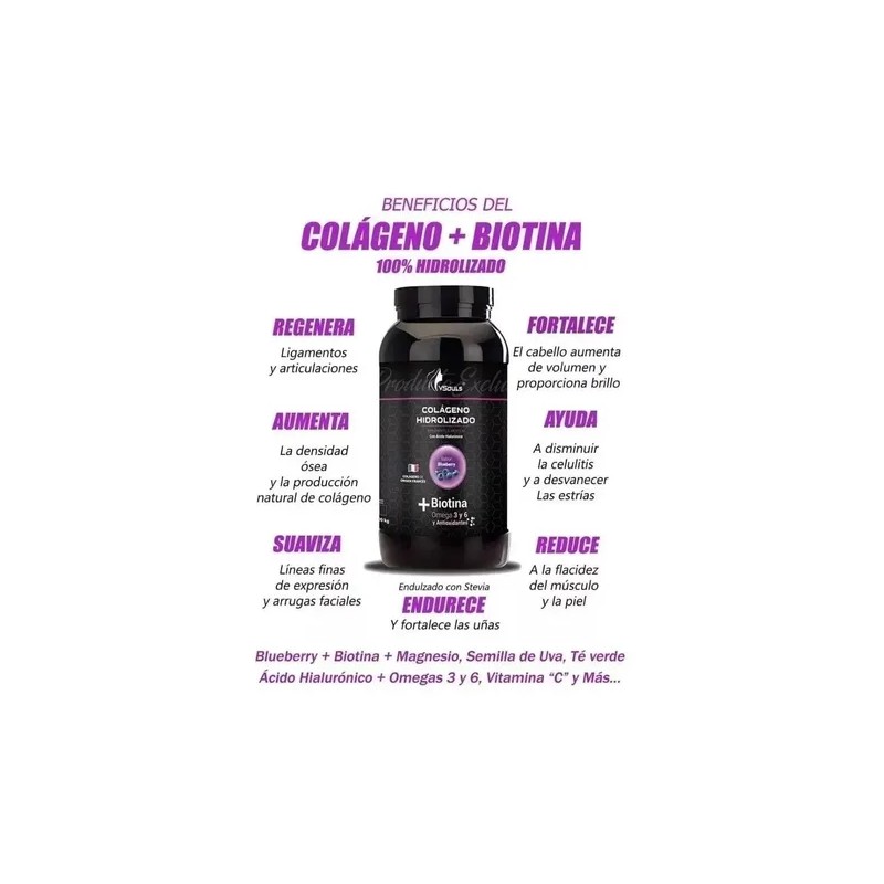 Colágeno Mas Biotina Vsouls Blueberry 600grs Inmediato