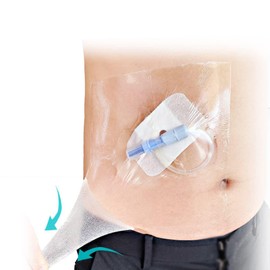 GEDRACKPMYN 30 Pcs Waterproof Ostomy Bag Shower Cover(10x12) cm, Stoma Bath Protector Shield Film with Non Sticky Pad, Shower Guard Shield