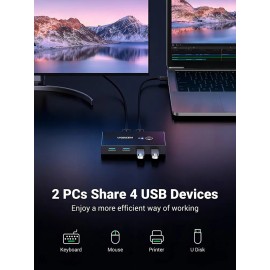 Usb Hub Switch 3.0 4 Puertos 2 Entradas Y 4 Salidas