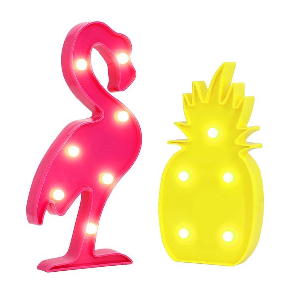 AceList Luau Party Decorations Flamingos Pineapple Lights Tropical Hawaiian Themed Party Supplies Birthday Decor for Wall Table Desk Centerpieces