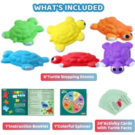 JOYIN Turtle Balance Stepping Stones, 6 Pcs Kids Turtle Jumping Stones Steps Stones Up to 265 Ibs, Toddler Obstacle Course Coordination Game Toys for Ages 3 Years and UP Indoor or Outdoor Play